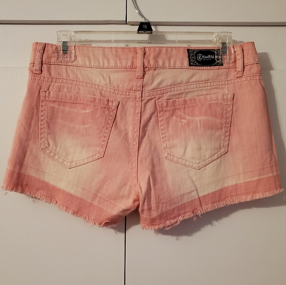 Women's Rewash Pink Acid Wash Studded Denim Shorts - Picture 6 of 8